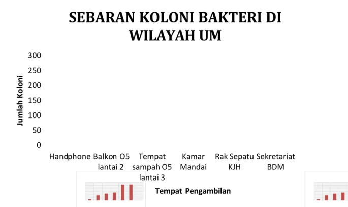 Grafik 1. Distribusi Bakteri di Beberapa Tempat