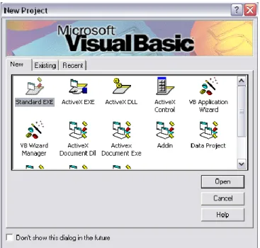 Gambar 2.9 Tampilan awal Visual Basic 6.0. 