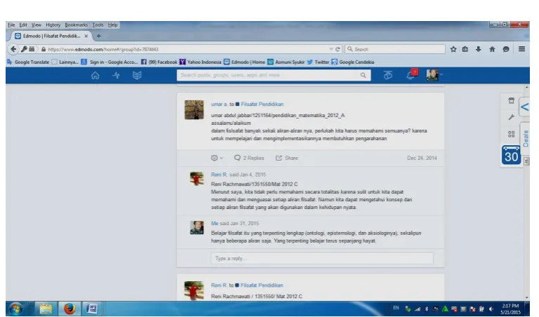 Gambar 2: Fitur posting dan reply Edmodo (edmodo.com) 