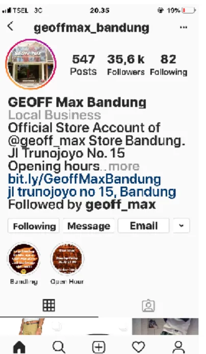 Gambar 1.3 Sosial Media Instagram Geoff Max Bandung 