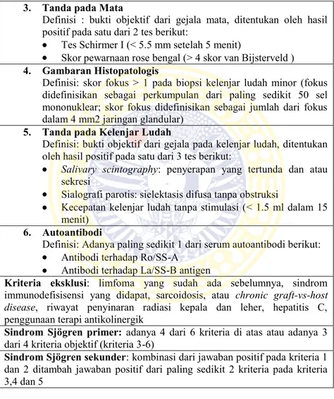 Tabel II.2 Kriteria Kuesioner untuk mendiagnosa dan mengklasifikasikan  dry eye syndrome oleh American-European Consensus Group (Weisenthal  
