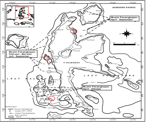 Gambar 2. Peta Provinsi Maluku Utara dan lokasi penelitian 