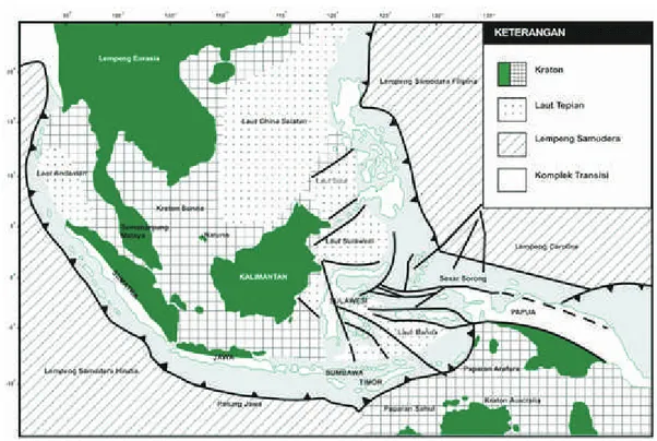 Gambar 2. Peta tataan tektonik Indonesia (Simandjuntak dan Barber, 1996).