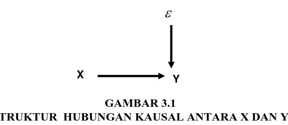 GAMBAR 3.1 STRUKTUR  HUBUNGAN KAUSAL ANTARA X DAN Y 