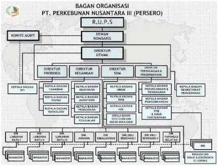 Gambar. 4.1 Struktur Organisasi PT. Perkebunan Nusantara III 