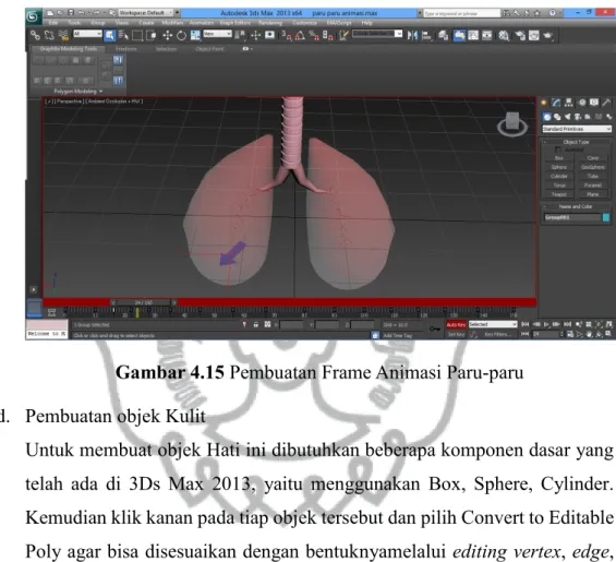 Gambar 4.15 Pembuatan Frame Animasi Paru-paru 