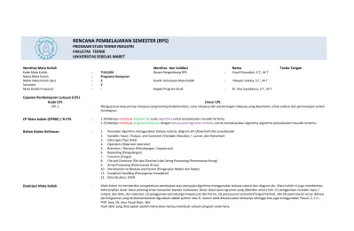 RENCANA PEMBELAJARAN SEMESTER (RPS) PROGRAM STUDI TEKNIK INDUSTRI ...