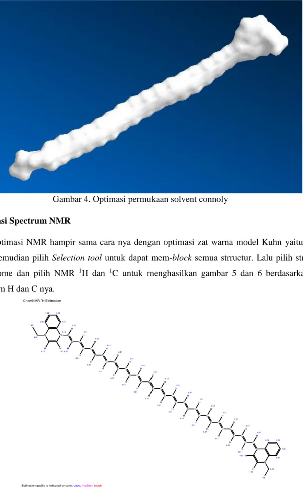 Gambar 4. Optimasi permukaan solvent connoly  Optimasi Spectrum NMR 