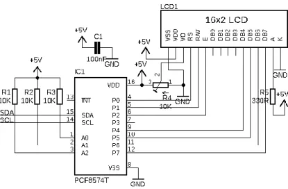 Gambar 3.3 Rangkaian ATMega328 dengan LCD 