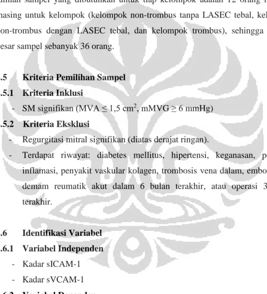 Tabel 4.1. Perhitungan besar sampel  Variabel 