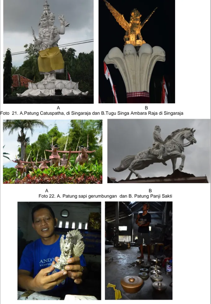 Foto  21. A.Patung Catuspatha, di Singaraja dan B.Tugu Singa Ambara Raja di Singaraja 