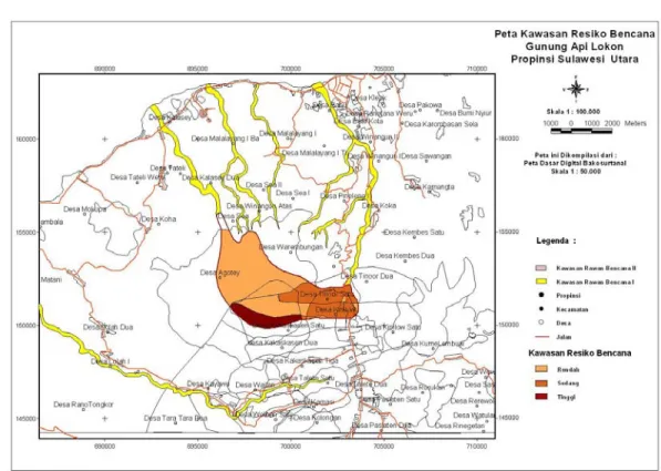 Gambar 6.  Peta Kawasan Risiko Bencana Gunung Lokon 