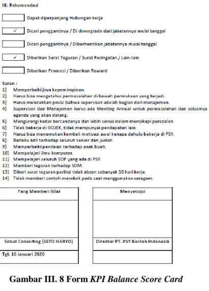 Gambar III. 8 Form KPI Balance Score Card 