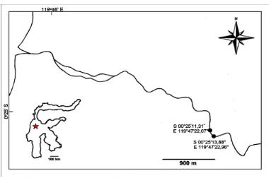 Gambar 1. Peta lokasi penelitian di Sungai Batusuya 