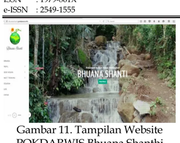 Gambar 11. Tampilan Website  POKDARWIS Bhuana Shanthi 