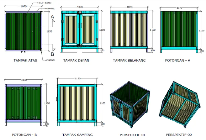 Gambar 2. Boks bambu untuk proses biodrying  2.2. Pencacahan 
