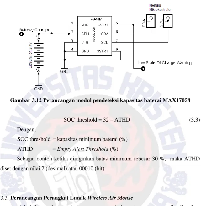 Gambar 3.12 Perancangan modul pendeteksi kapasitas baterai MAX17058 