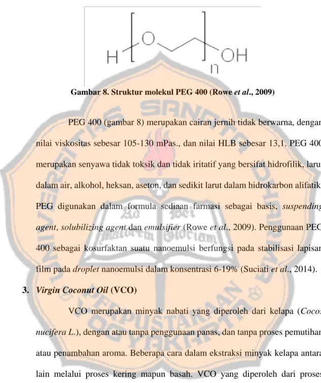 Gambar 8. Struktur molekul PEG 400 (Rowe et al., 2009) 