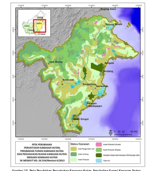 Gambar 10 Peta Perubahan Peruntukan Kawasan Hutan, Perubahan Fungsi Kawasan Hutan 