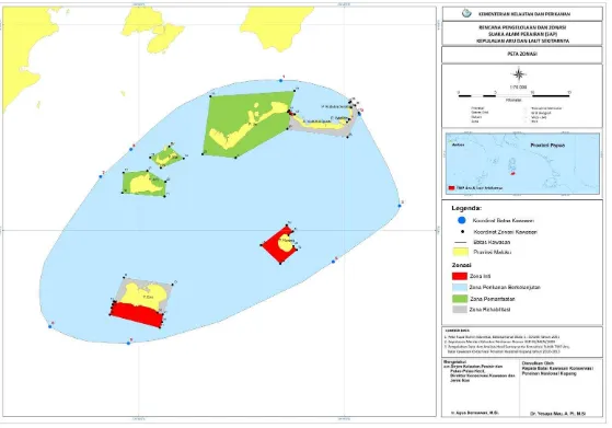Gambar 5. Peta Zonasi Suaka Alam Perairan (SAP) Kepulauan Aru Bagian Tenggara 