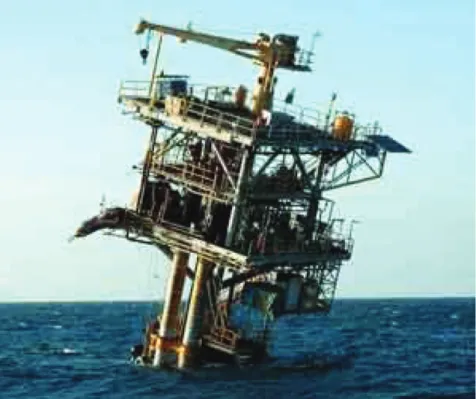 Figure 2 Damaged exploitation platform caused by the vessel impact