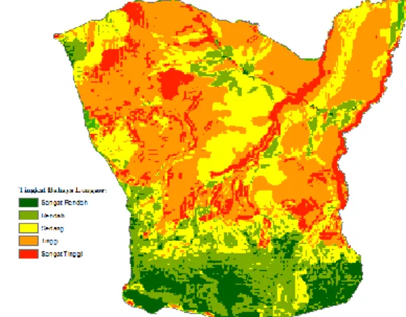 Gambar 6.  Peta Potensi bahaya Longsor Kota Pagar  Alam (Baseline) 