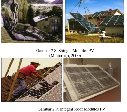 Gambar 2.10. Modules PV pada Overstack Rumah  (Mintorogo, 2000) 