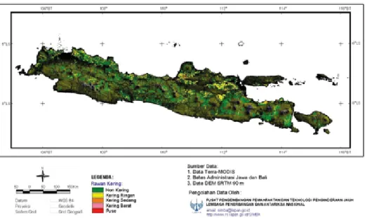 Gambar 5. Tingkat Rawan Kekeringan lahan sawah di Pulau Jawa dan Bali 3.4. Aplikasi untuk Memprediksi Potensi Banjir Bulanan  