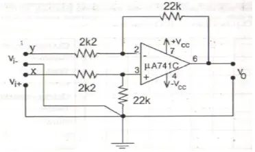 Gambar 4.3 Rangkaian op-amp sebagai pengurang (penguat deferensiator)