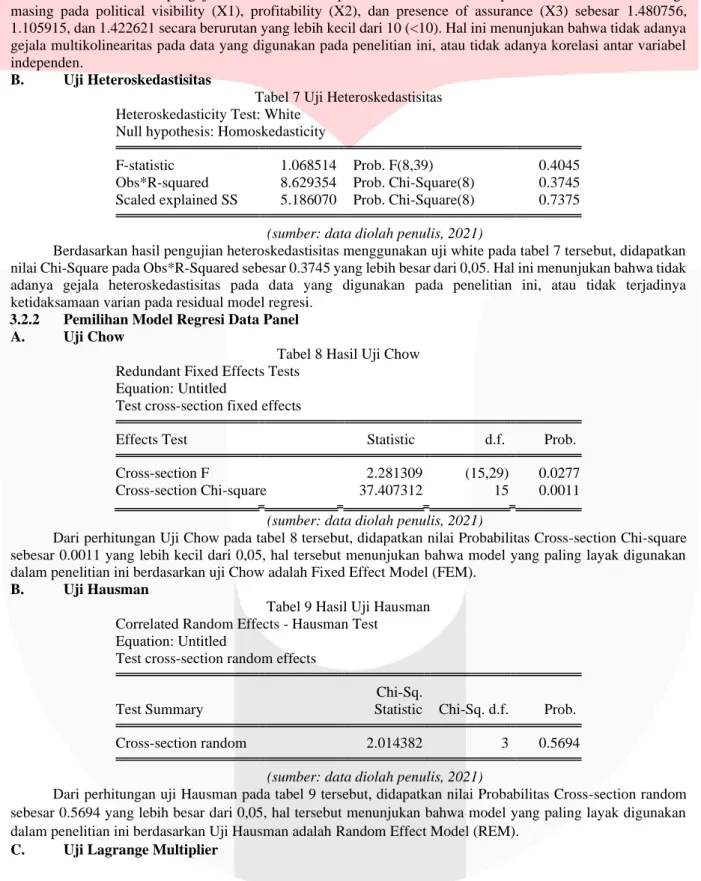 Tabel 8 Hasil Uji Chow  Redundant Fixed Effects Tests 