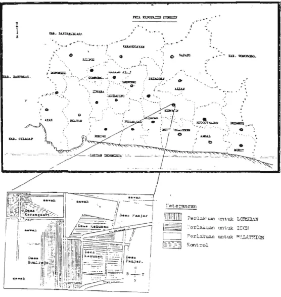 Gambar  1.  Peta  Daerah  Kabupaten  Kebumen  dan  daerah  penelitian. 
