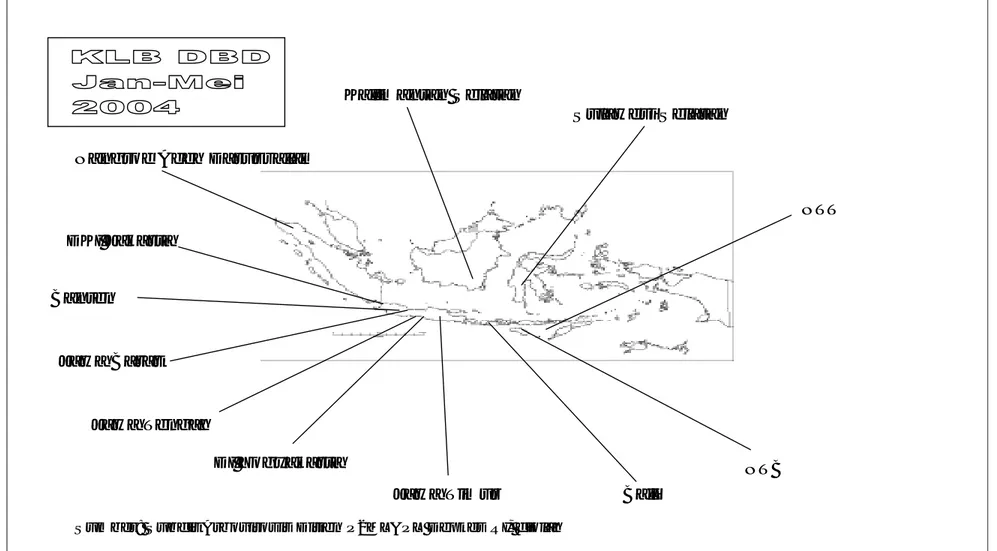 Figur 2.  Sebaran Kejadian Luar Biasa Demam Berdarah Dengue di Indonesia Tahun 2004 