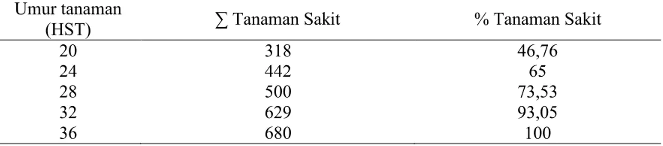 Tabel 4. Tanaman bawang merah yang mengalami defisiensi unsur hara 