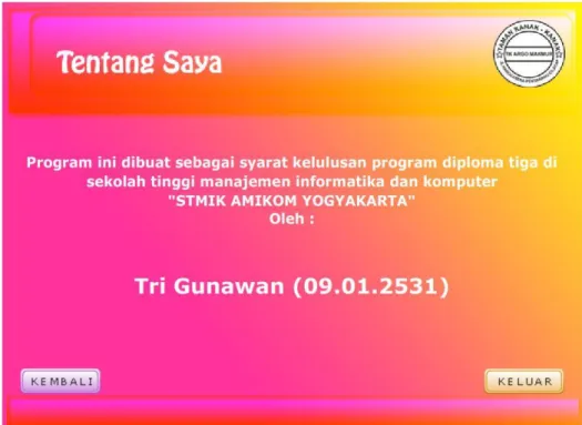 Gambar 4. 124 : Tampilan menu Tentang Saya 