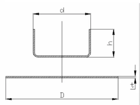 Gambar 3.5.  Shell dan blank  Rumus untuk diameter blanknya : 