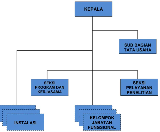 Gambar 1.1 Struktur Organisasi Balai Litbang P2B2 Banjarnegara Menurut Peraturan  Menteri Kesehatan RI Nomor 920/Menkes/Per/V/2011 