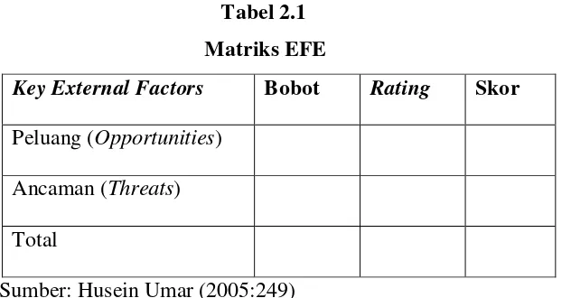 Tabel 2.1          Matriks EFE 