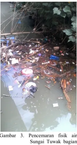 Gambar  3.  Pencemaran  fisik  air  Sungai  Tuwak  bagian  tengah 