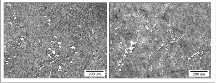 Figure 2. The optical microstructure of Au-Pt-Zn alloy after: a) solution treatment at 1223 K for 30 min and water quen- quen-ched, b) heat treatment at 723 K for 20 min and slowly cooled to the T room .