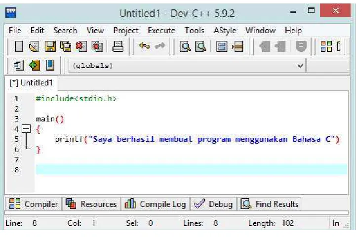 Gambar 1.10 Editor untuk menuliskan program 
