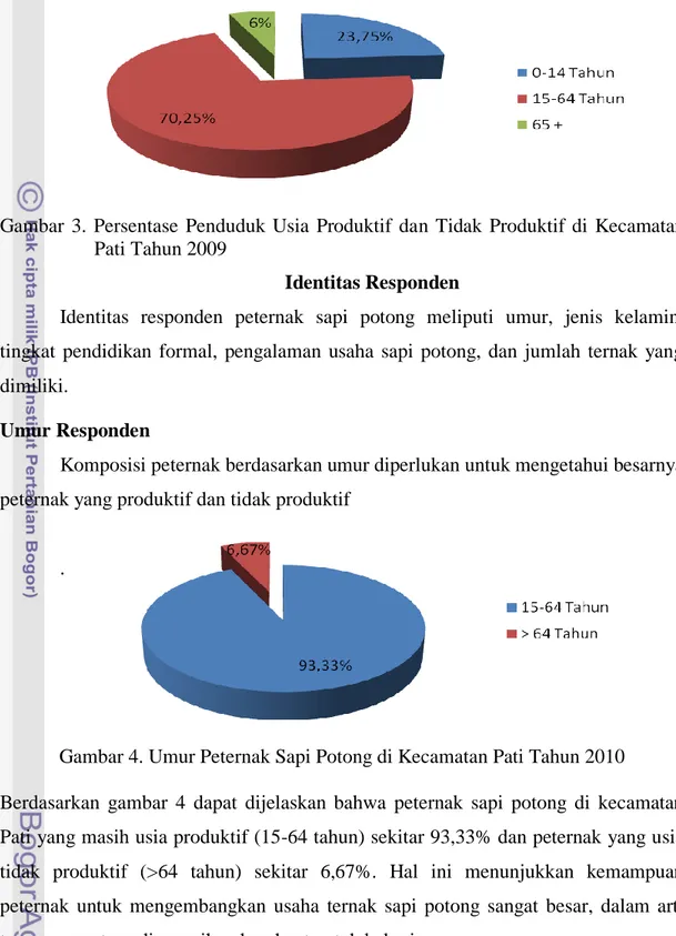 Gambar  3.  Persentase  Penduduk  Usia  Produktif  dan  Tidak  Produktif  di  Kecamatan  Pati Tahun 2009 