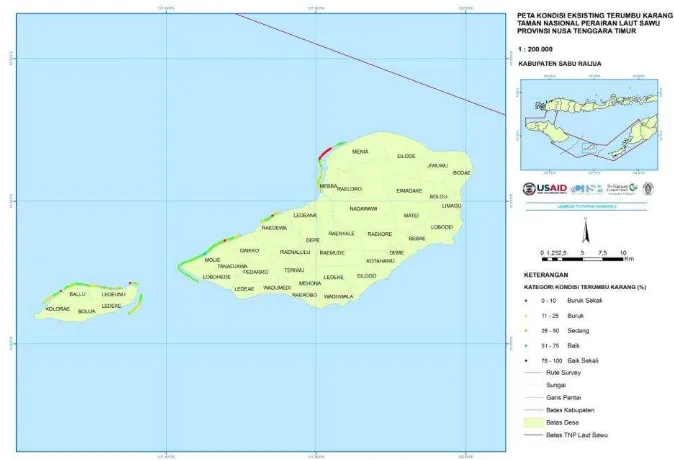 Gambar 15. Peta kondisi terumbu karang di Kabupaten 