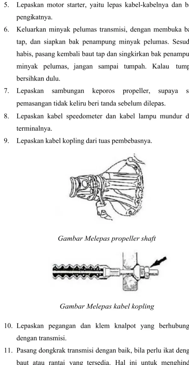 Gambar Melepas propeller shaft