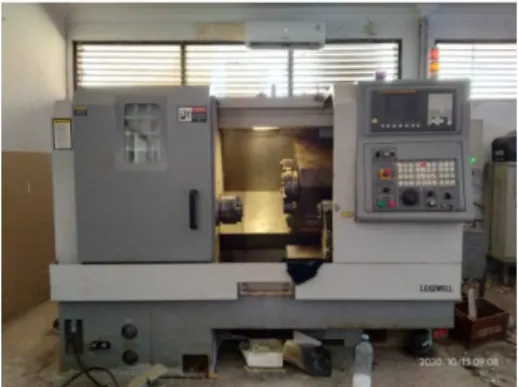 Gambar 5. Mesin CNC Leadwell  Proses penelitian ini dilakukan dengan urutan 