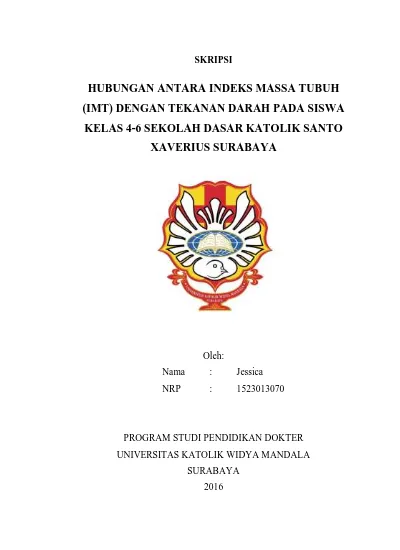 Hubungan Antara Indeks Massa Tubuh Imt Dengan Tekanan Darah Pada