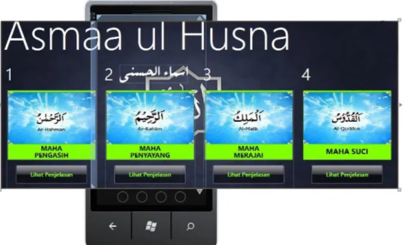 Gambar 6. Halaman Menu 99 Asmaa’ul Husna 
