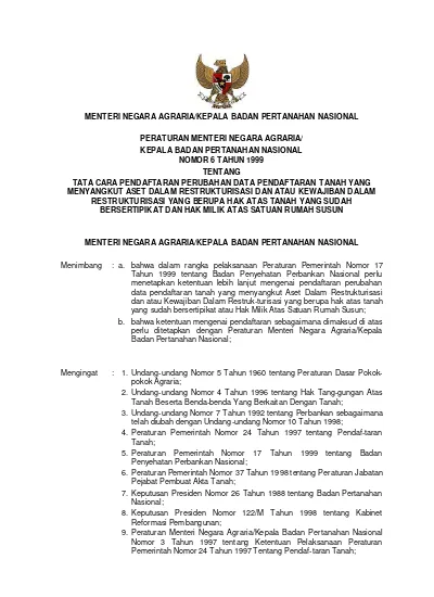 Peraturan Mna Kbpn Nomor Tahun Ttg Tata Cara Pendaftaran