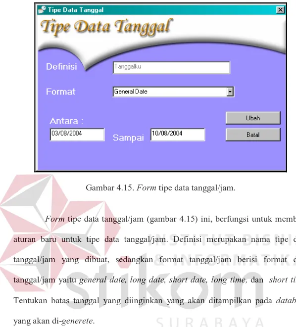 Gambar 4.15. Form tipe data tanggal/jam. 