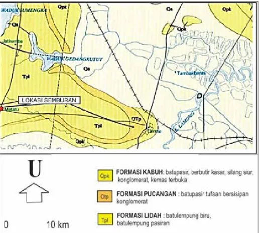 Gambar 1. Peta Geologi daerah Metatu, Kecamatan Benjeng, Gresik, Jawa Timur