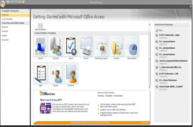 Gambar 2.4 Tampilan Microsoft Access 2007 